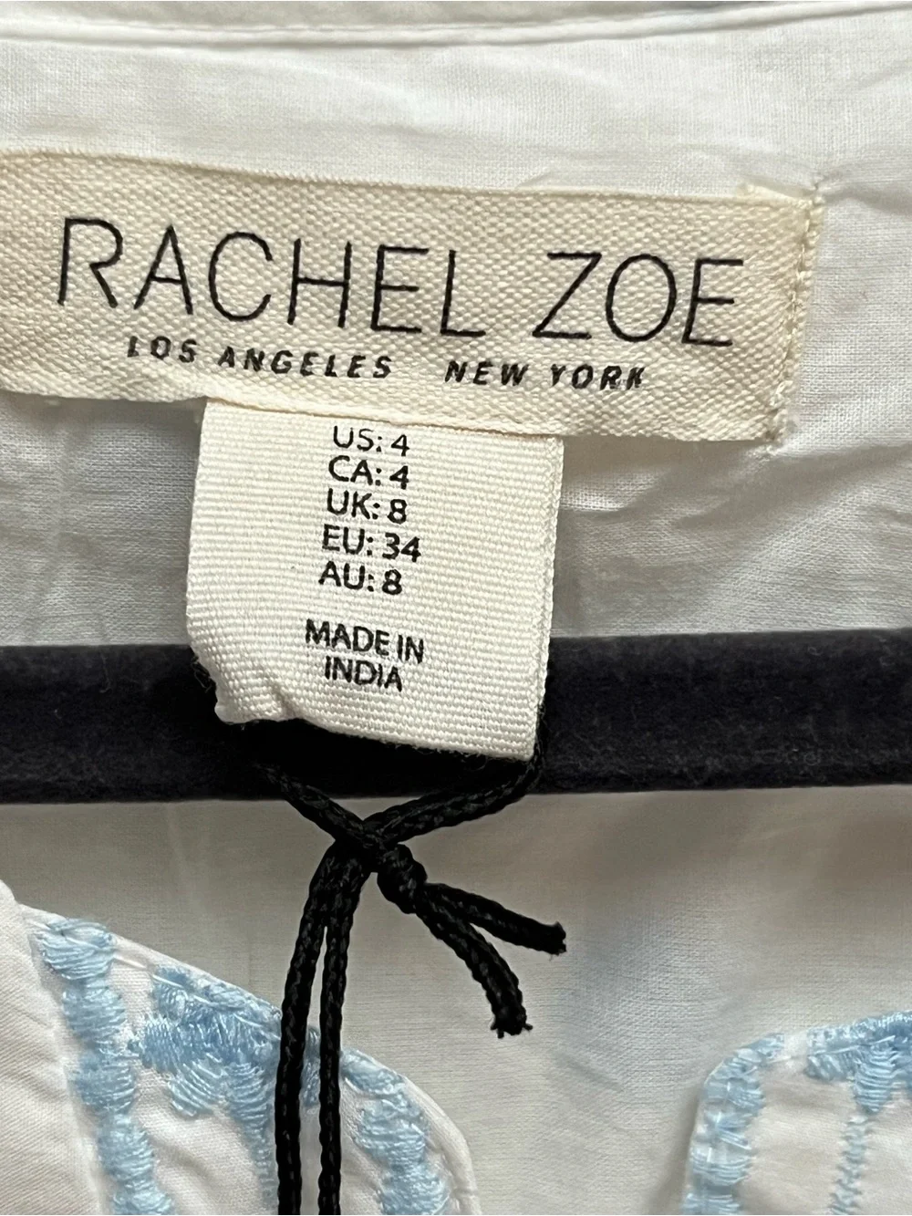 NWT Rachel Zoe White Blue Floral Embroidered Maxi Dress size 4 Smocked - Picture 4 of 9
